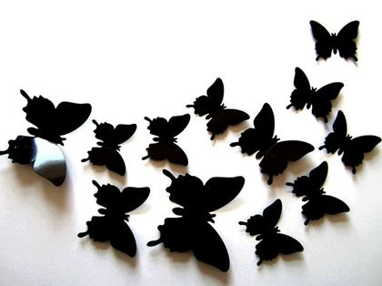 Obrázok z 3D motýle na stenu - čierna