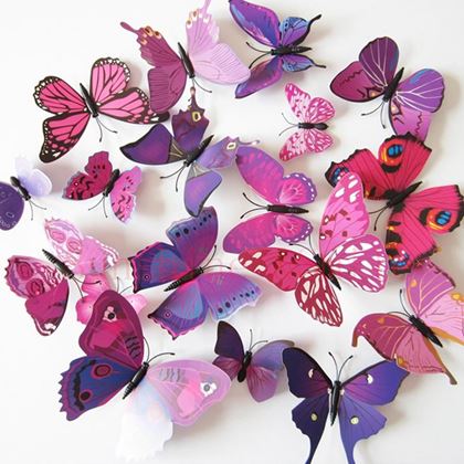 Obrázok z 3D motýle na stenu - fialová