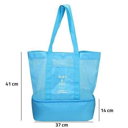 Obrázok z Plážová taška s termo priehradkou - modrá