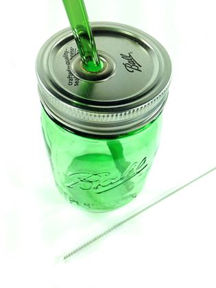 Obrázok z Zahnutá sklenená slamka - zelená