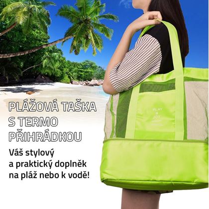 Obrázok z Plážová taška s termo priehradkou - zelená