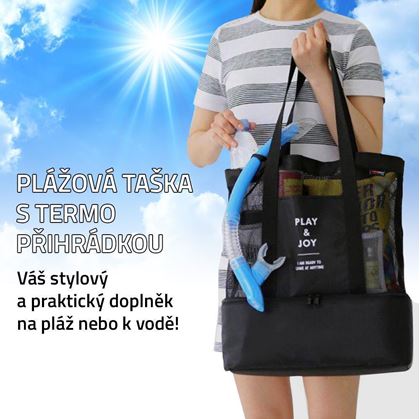 Obrázok z Plážová taška s termo priehradkou - čierna