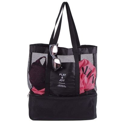 Obrázok z Plážová taška s termo priehradkou - čierna