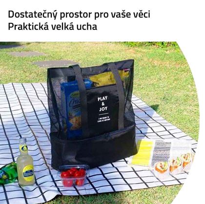 Obrázok z Plážová taška s termo priehradkou - čierna