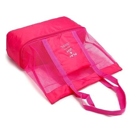 Obrázok z Plážová taška s termo priehradkou - ružová