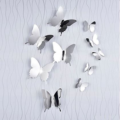 Obrázok z Zrkadlový motýľ 12ks -  strieborný