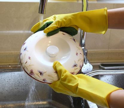 Obrázok Rukavice na umývanie riadu s hubkou