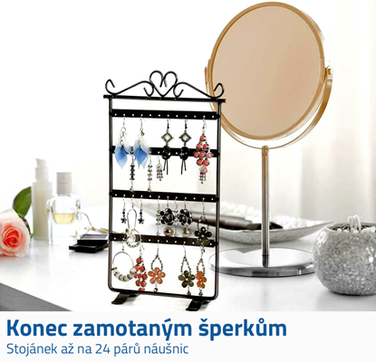 Obrázok Stojan na šperky a náušnice kovový - čierny