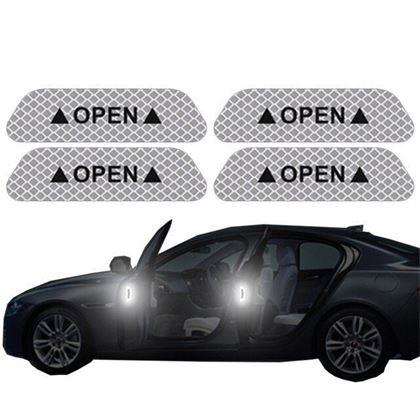 Reflexní samolepky na auto 4 ks - bílé