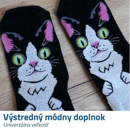 Obrázok z Veselé ponožky s mačkou - čierne