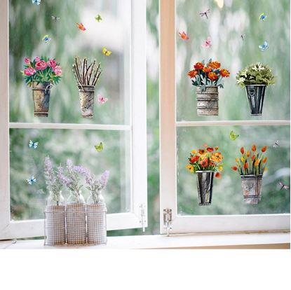 Obrázok Samolepky na stenu - kvety v kvetináči