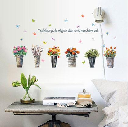 Obrázok z Samolepky na stenu - kvety v kvetináči