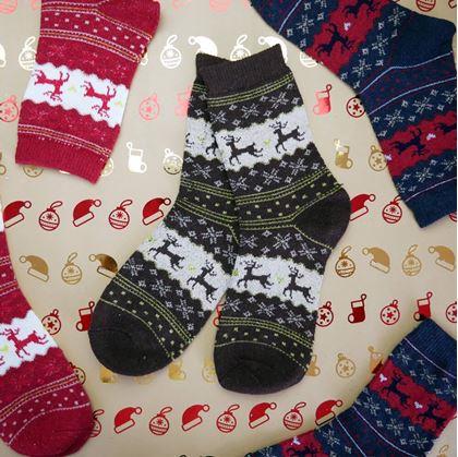 Obrázok z Vianočné ponožky s nórskym vzorom - hnedé