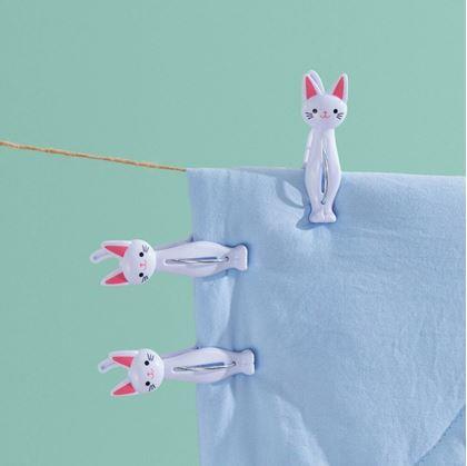 Obrázok z Štipce na prádlo mačka 4 ks - biele