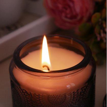 Obrázok z Vónna sviečka v skle - sivá, broskyňový kvet
