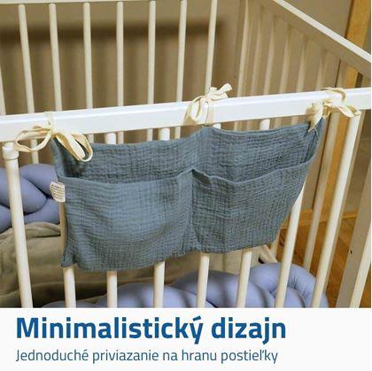 Obrázok z Mušelínový vreckár na postieľku - modrý
