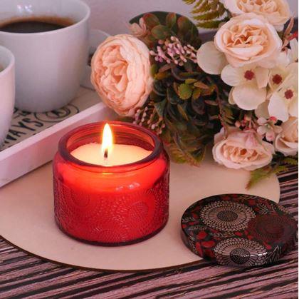 Obrázok z Vonná sviečka v skle - červená, vôňa levandule