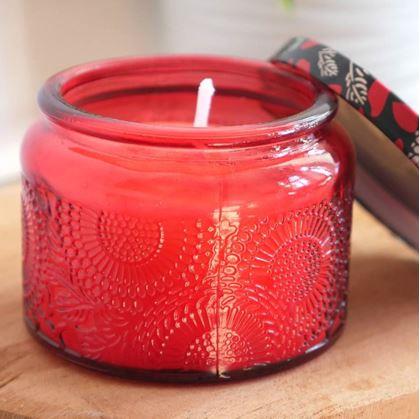 Obrázok z Vonná sviečka v skle - červená, vôňa levandule