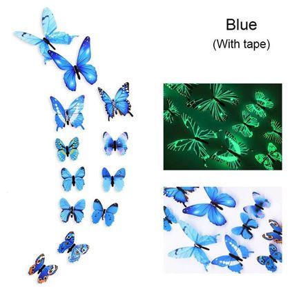 Set svítících motýlků na zeď - modrý