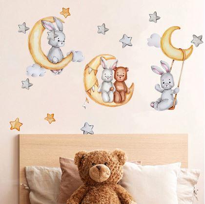 Obrázok z Sada samolepiek na stenu - zajko s medvedom