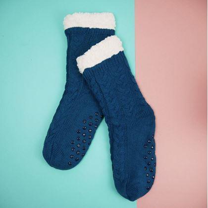 Teplé pletené ponožky - modré