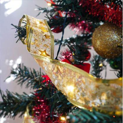 Svítící vánoční stuha 5 m - zlatá
