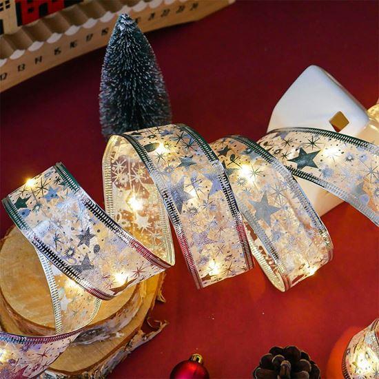  Svítící vánoční stuha 5 m - stříbrná