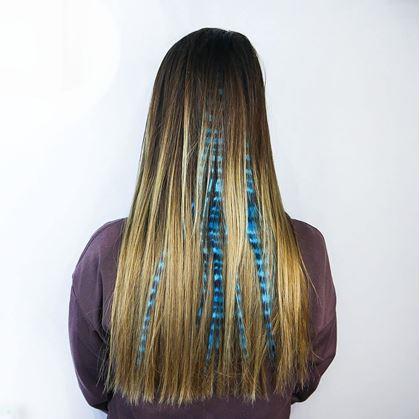 Barevný příčesek do vlasů - modrý