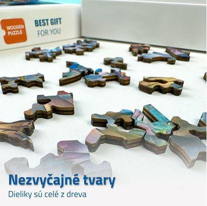 Dřevěné kočičí puzzle - mourovatá kočka