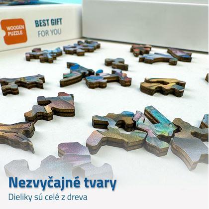 Drevené mačacie puzzle - mourovatá mačka