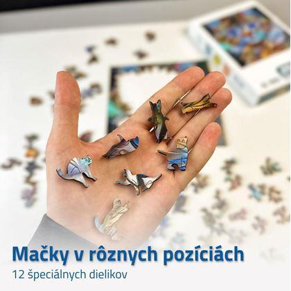 Drevené mačacie puzzle - mourovatá mačka