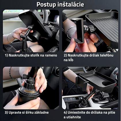 Cestovný stolík do auta s držiakom