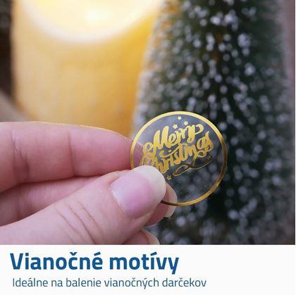 Obrázok z Priehľadné vianočné nálepky 500 ks - zlaté