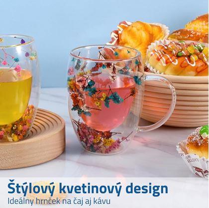 Obrázok z Dvojstenný sklenený hrnček s kvetmi
