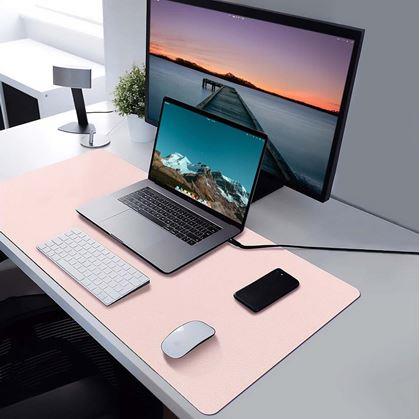 Obrázok z Prémiová koženková podložka pod myš a klávesnicu 80x40 cm -  růžová