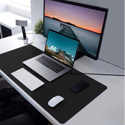 Obrázok z Prémiová koženková podložka pod myš a klávesnicu 80x40 cm -  čierna