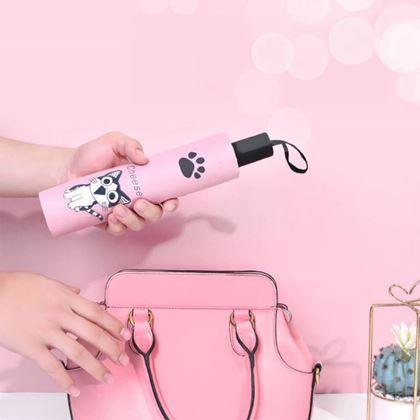 Obrázok z Skladací dáždnik s mačacím motívom  -  svetloružový