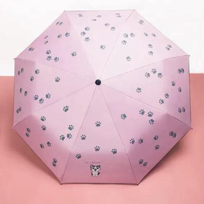Obrázok z Skladací dáždnik s mačacím motívom  -  svetloružový