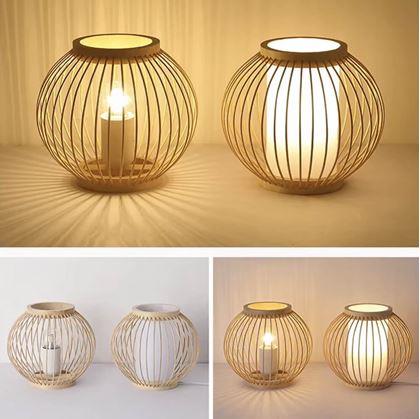 Obrázok z Bambusová stolná lampa s LED žiarovkou