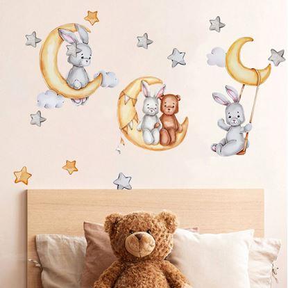 Obrázok Sada samolepiek na stenu - zajko s medvedom