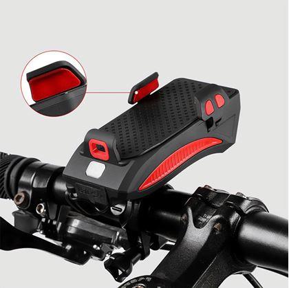 Obrázok z 4v1: LED svetlo, 4000 mAh powerbanka, zvonček a držiak mobilu na bicykel