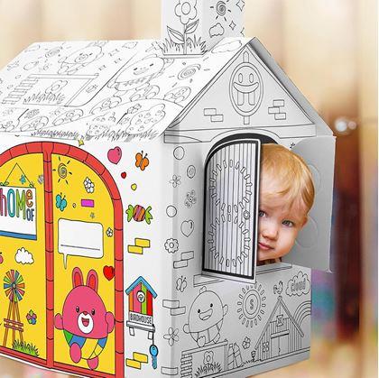 Obrázok z Detský domček na vyfarbovanie s fixkami 60,5 x 48 x 70 cm