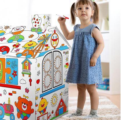 Obrázok z Detský domček na vyfarbovanie s fixkami 60,5 x 48 x 70 cm