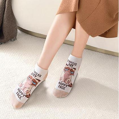 Obrázok z Veselé ponožky nahnevaná mačka -  biele