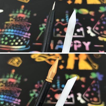 Obrázok z 5 ks vyškrabávacích šablón A4 + 2 perá