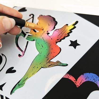 Obrázok z 5 ks vyškrabávacích šablón A4 + 2 perá