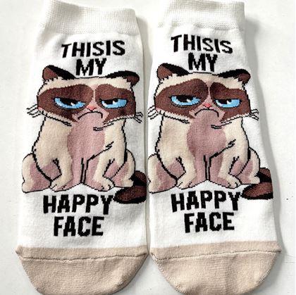 Obrázok z Veselé ponožky nahnevaná mačka -  biele