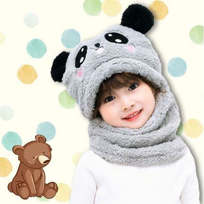 Obrázok z Čiapka s nákrčníkom medvedík s ušami -  sivá