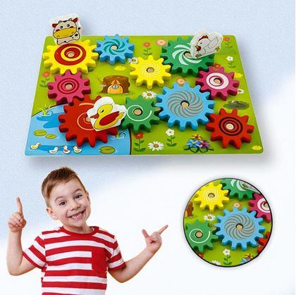 Obrázok z Drevená hračka so ozubenými kolieskami so zvieratkami