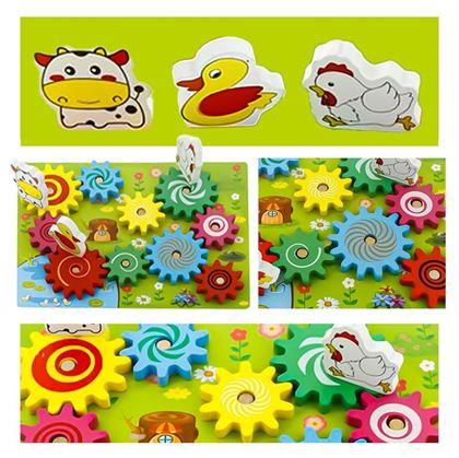 Obrázok z Drevená hračka so ozubenými kolieskami so zvieratkami